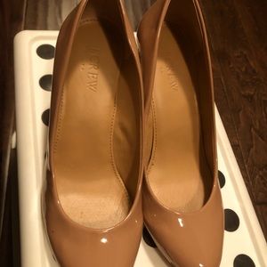 JCrew Factory nude patent wedges sz6.5 (worn once)